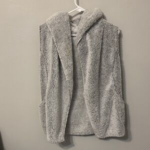 Soft surroundings Cozy Gray Hooded Vest with pockets